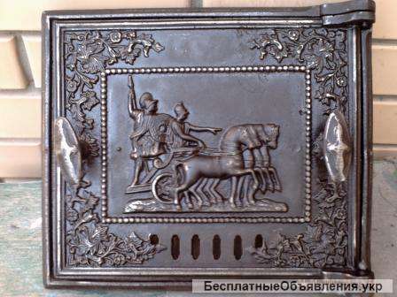 Дверца печная старинная, Римская Боевая Колесница, из чугуна
