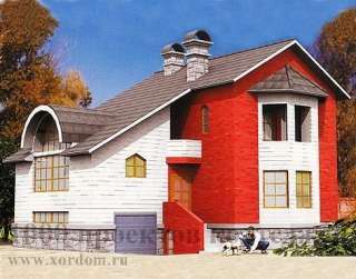 Двухэтажный дом из кирпича с подземным гаражом в стиле модерн