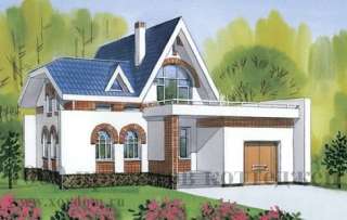 Двухэтажный кирпичный дом на 169 кв. м с террасой над гаражом.