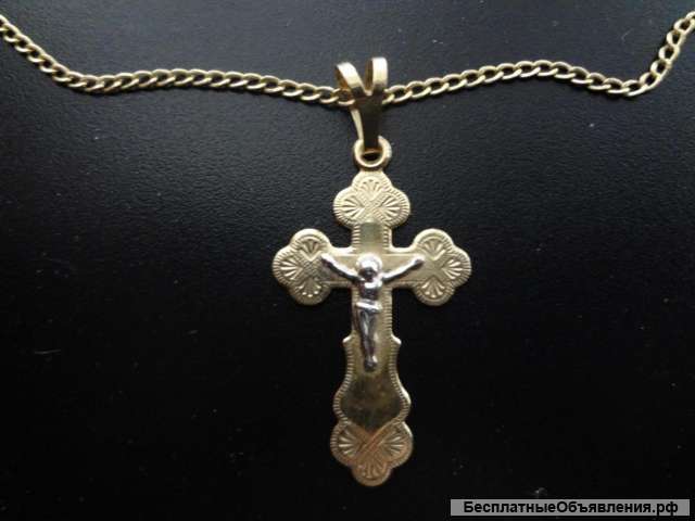 Золотой крест-кулон