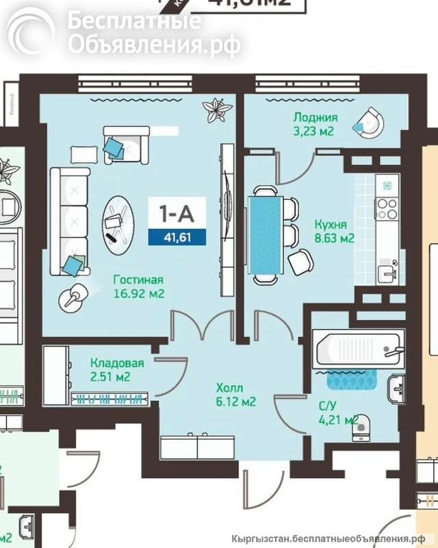 1 комнатная квартира ПСО. ЖК Ихлас Асанбай