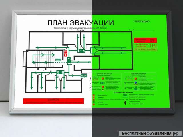Планы эвакуации, знаки безопасности