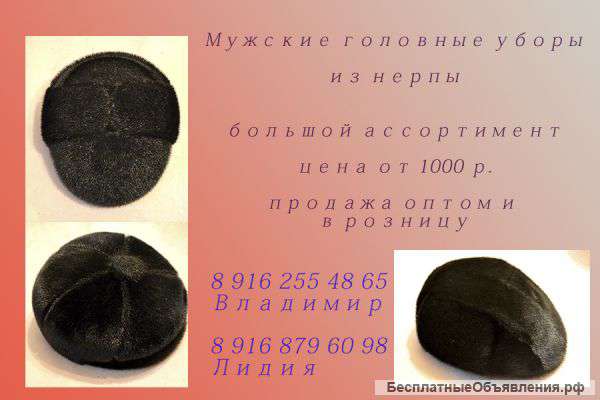 Мужские головные уборы из нерпы от 1000 р