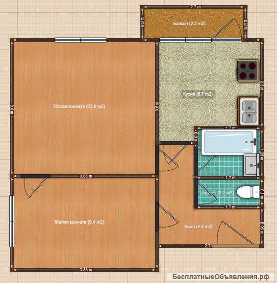 2х Комнатная квартира