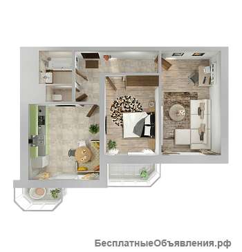 Квартира 2-к / 63,7 М² в ЖК Союзный