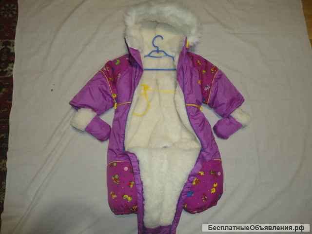Комбинезон трансформер зимний новый 74-80 см (7-12 мес)