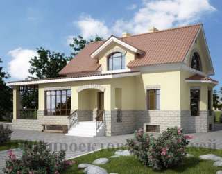 Проект кирпичного дома 6х9 м на 3 этажа с эркером