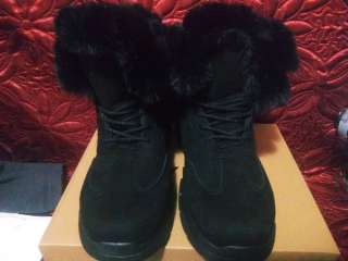 Зимние теплющие черные женские ботиночки на меху - нубук
