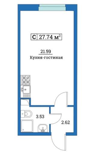 Квартира-студия 28 м² url number 2168398