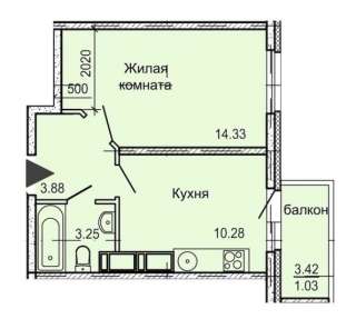1-комнатная квартира 33 м² url number 2168669