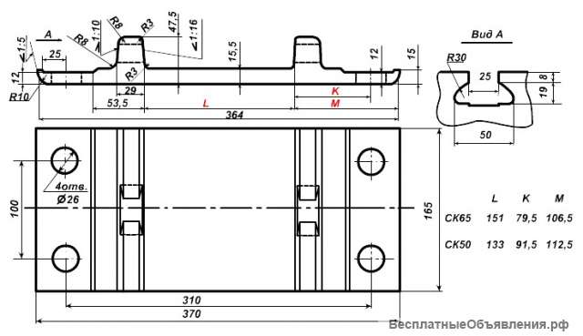 Ск-65 ГОСТ 16277-93 подкладка железнодорожная