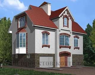 Трёхэтажный дом из кирпича с гаражом в стиле модерн