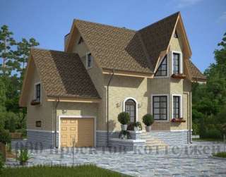 Трёхэтажный дом из кирпича с гаражом и эркером в стиле модерн