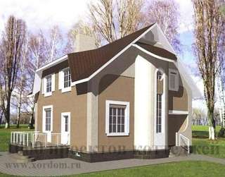 Трёхэтажный кирпичный дом на 180 кв. м с эркером.