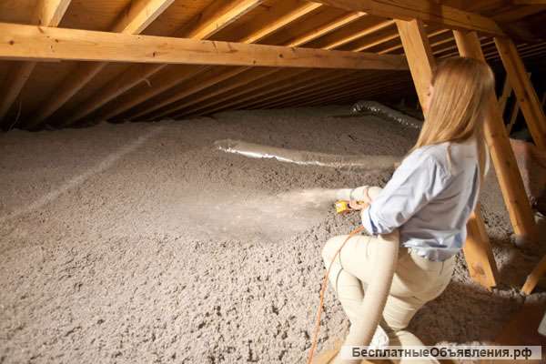 Монтаж утеплителя эковаты