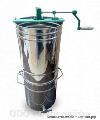 Медогонка 2-х рамочная, Малютка с отстойником (корзина нерж, клапан нерж) производство Белоруссия