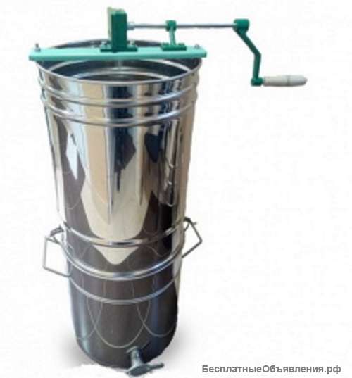 Медогонка 2-х рамочная, Малютка с отстойником (корзина нержавеющая, клапан пластик) производство Бел