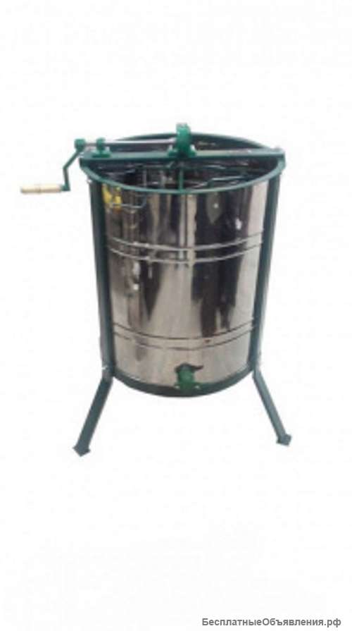 Медогонка 4-х рамочная оборотная Стрекоза (корзина нержавеющая, кассета нержавеющая, клапан пластик)