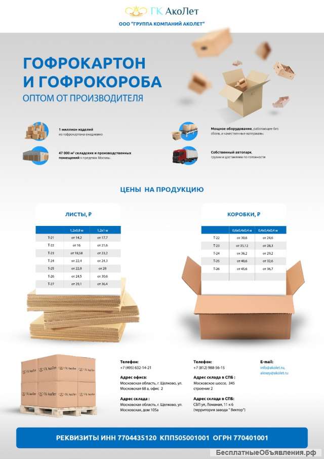 Гофрокартон и гофрокороба оптом от производителя