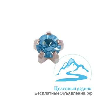 Серьги для прокола ушей Аквамарин, без покрытия, крапан средний (R)