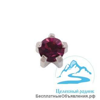 Серьги для прокола ушей Аметист, без покрытия, крапан