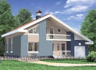 Проект дома из кирпича с мансардой и гаражом более 185 кв. м.