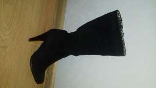 Сапоги зимние замшевые на каблуке
