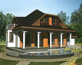 Кирпичный двухэтажный дом 12х12 м в средиземноморском стиле