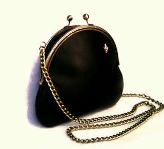 Сумка кожаная чёрная авторская на цепочке