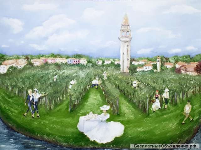 Картина маслом 'Остров в Венеции '