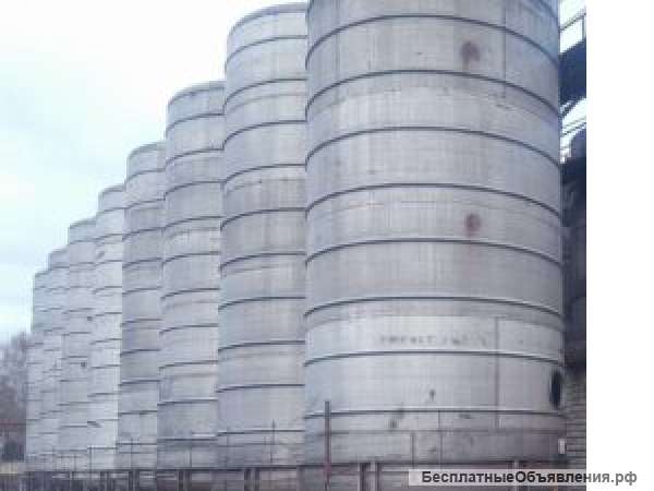 Емкости нержавеющие, объем -50 куб.м., вертикального исполнения