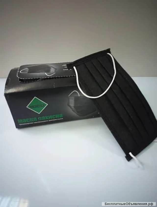 Маска медицинская 3-х слойная на резинке, нестерильная 10000 шт/уп