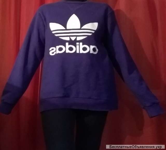 Толстовка спортивная кофта свитер джемпер адидас оригинал 46 размер м фиолетовый цвет Adidas