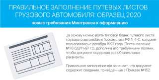 Путевые листы грузового автомобиля
