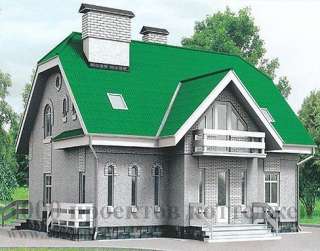 Двухэтажный кирпичный дом с на 193 кв. м с арочными окнами.