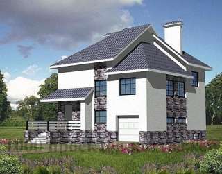 Трёхэтажный кирпичный дом с многоскатной крышей