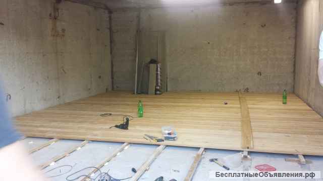 Обшивка гаража вагонкой, изготовление деревянных полов, ремонт ворот