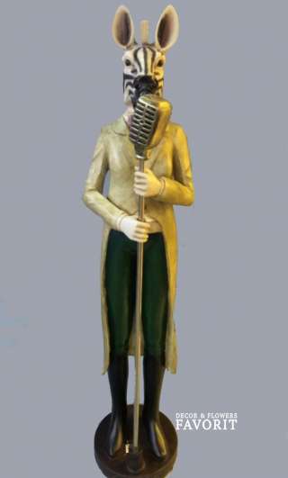 Фигура Зебра с микрофоном, h117 см, полистоун, W26-2