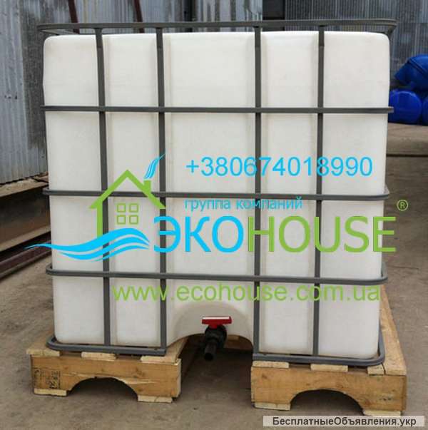 Кубовую емкость бак воды бу цена в обрешетке