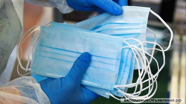 Маска трехслойная на резинке