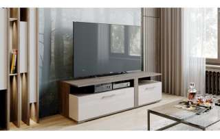 Тумба ТВ тип 2 (Дуб Сонома трюфель/Бежевый глянец)