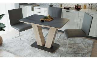 Стол раздвижной «Чинзано» Тип 1 (Дуб сонома светлая/стекло серое матовое)