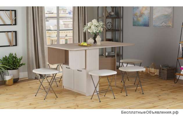 Стол раскладной «Визит» (Ясень шимо/Фон Бежевый)