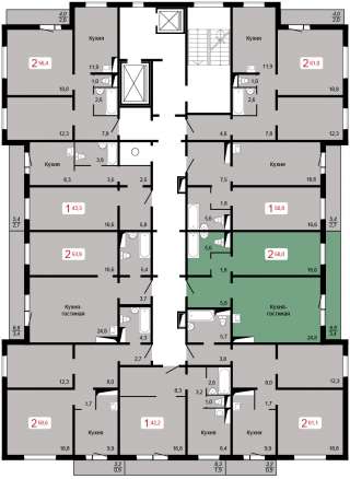 2-комн квартира, 58 кв.м, Елены Стасовой 50Б, этаж 15/17