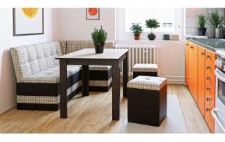 Скамья угловая «Оскар» (Кожзам темный/ткань светлая)