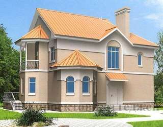 Двухэтажный кирпичный дом на 200 кв.м. с тремя эркерами.