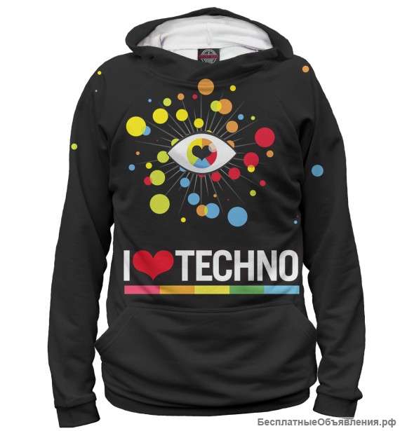 Женское худи I Love Techno