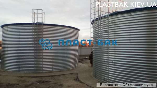 Стальная пожарная емкость 100 м3 модульная КАС рвс воды