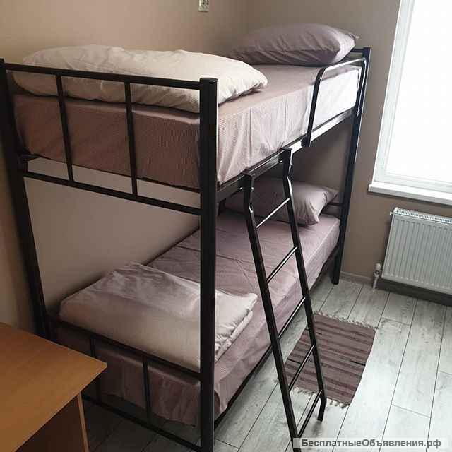 Кровати на металлокаркасе, двухъярусные, односпальные для хостелов, гостиниц, рабочих