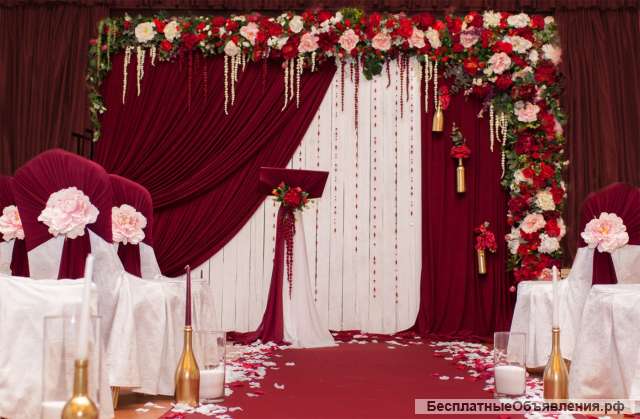 Оформление зала на свадьбу, свадебные аксессуары